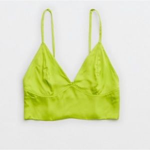 Lime green, satin bra top. XXL. Aerie crop top never worn